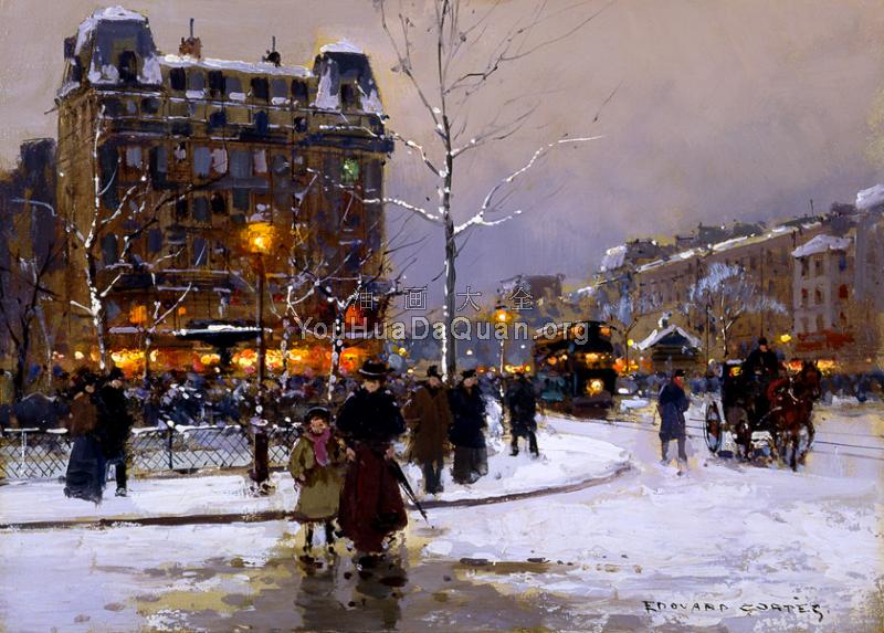 Place Pigalle in Winter - 爱德华·科尔特斯